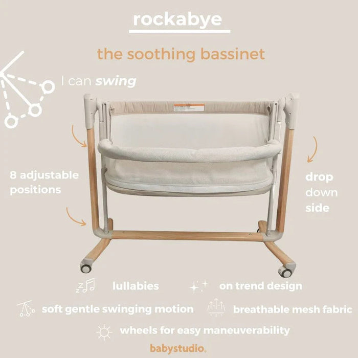 BabyStudio Rockabye - The Soothing Bassinet (Mattress Included)