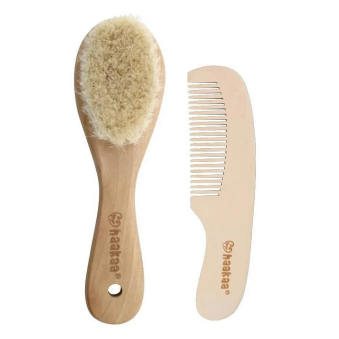 Haakaa Goat Wool Baby Hair Brush & Comb Set