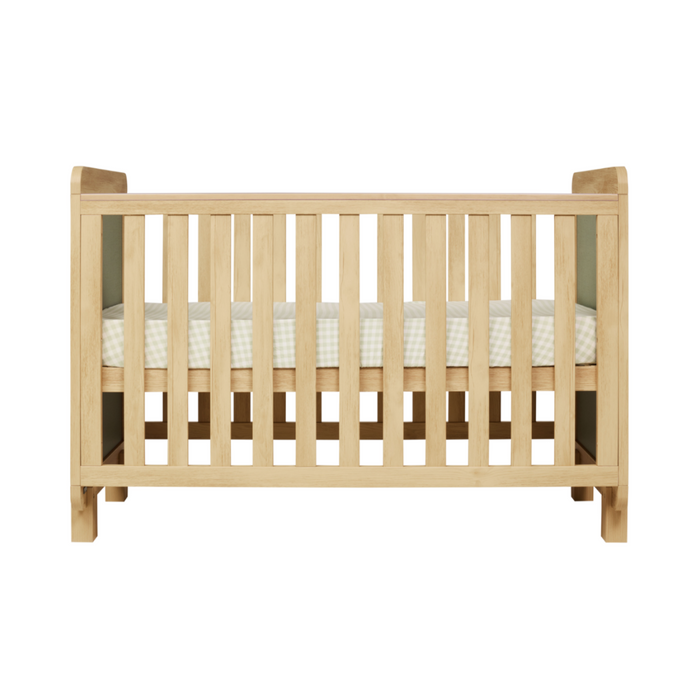 Kuba Cot in Sage Weave & Golden Oak