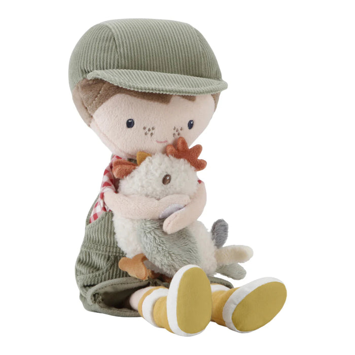 Little Dutch Cuddle Doll Farmer Jim with Chicken 35cm