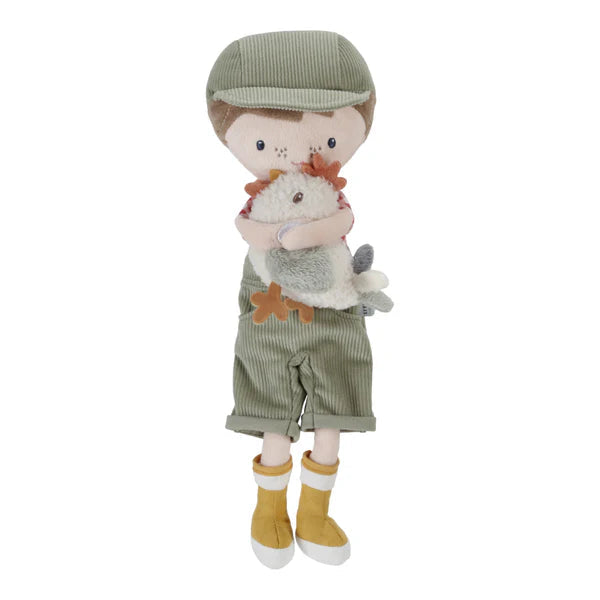 Little Dutch Cuddle Doll Farmer Jim with Chicken 35cm